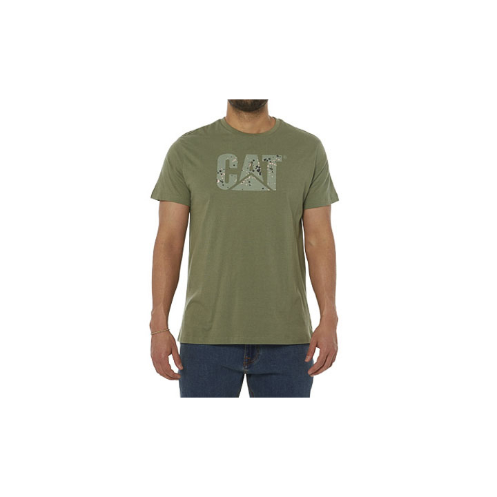 Caterpillar Earth Cat Fill Philippines - Mens T-Shirts - Green 19486LPOJ